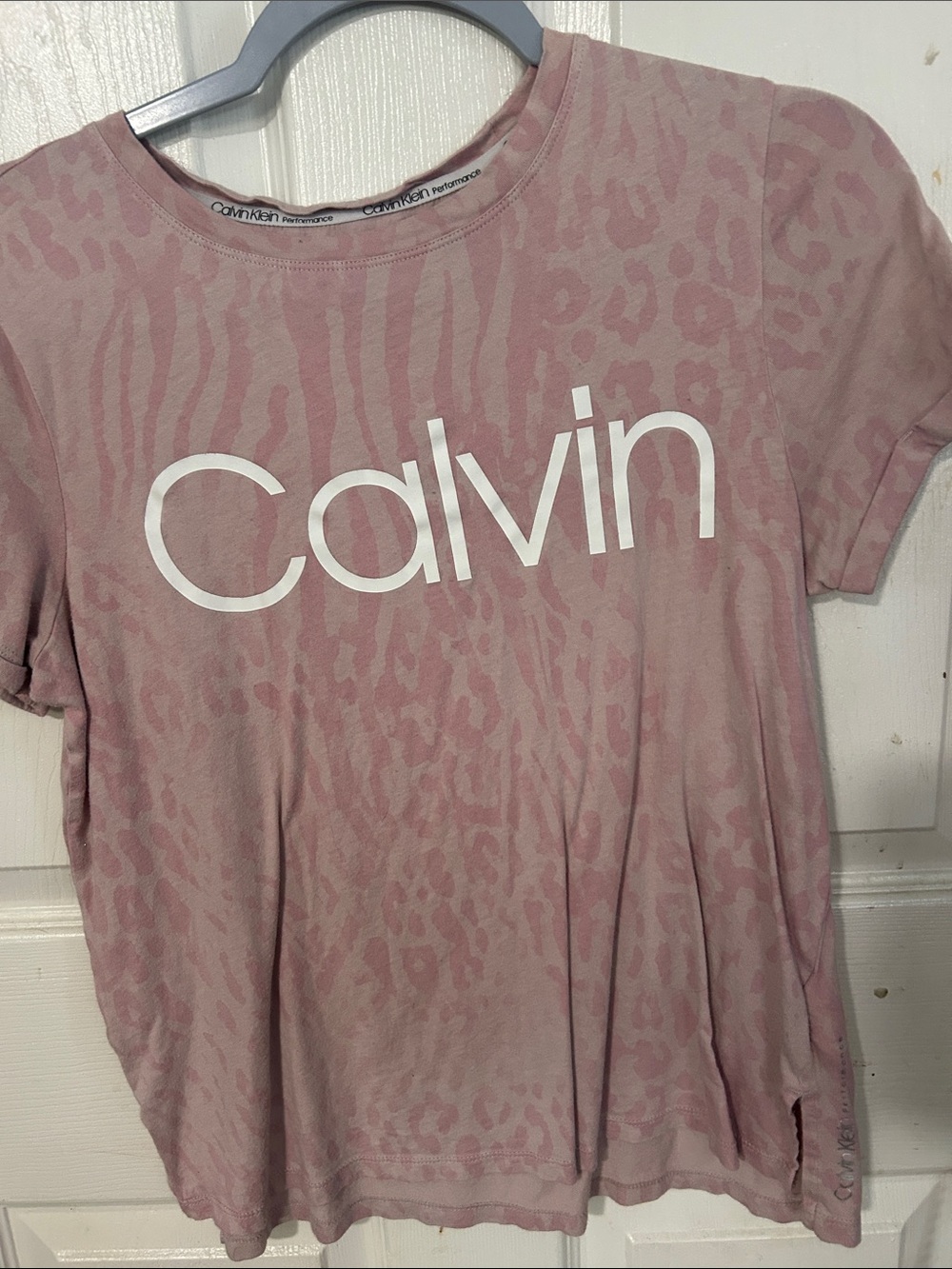 Calvin Klein Dusty Pink Animal-Print Logo Tee